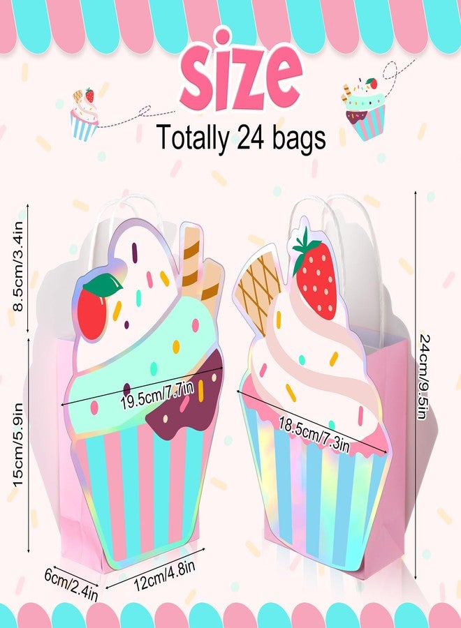 Tosstuki 24 Pack Ice Cream Cupcake Party Favors Small Cupcake Gift Bags Birthday Gift Goodie Bags for Ice Cream Party Decorations Sweet Dessert Supplies Baby Shower - Image 2